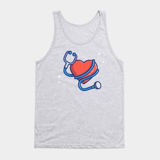 Heart With Stethoscope Cartoon Tank Top